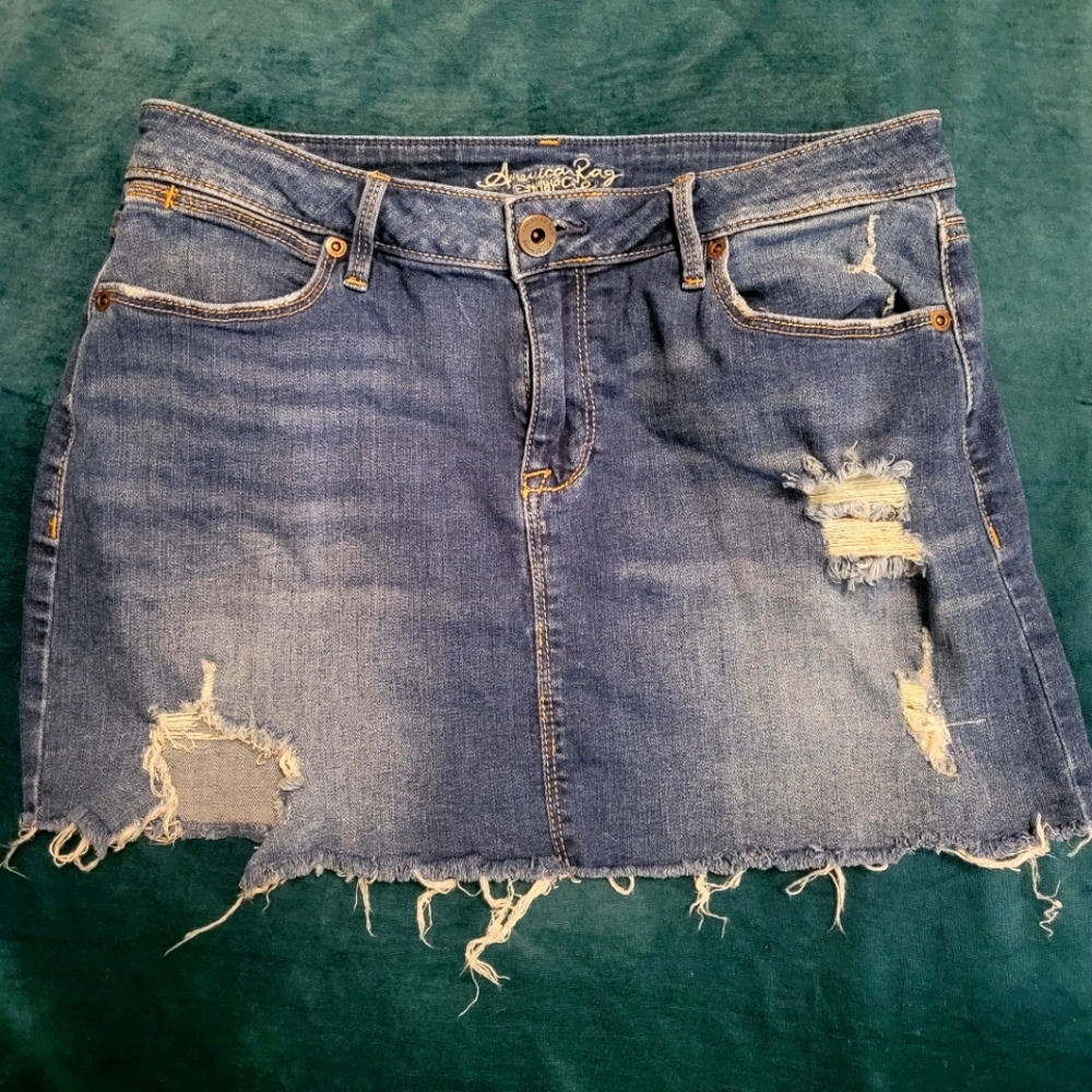 American Rag Ripped Denim Skirt
